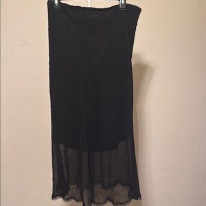 Necessary Objects Black Asymmetrical Midi Skirt‎